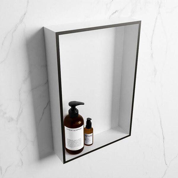 Mondiaz Easy nis 29.5x44.5x8cm voor Inbouw opbouw 1 open vak Solid surface Talc Urban M80014Urban Talc