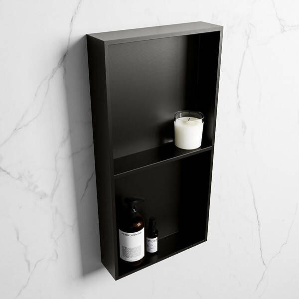 Mondiaz EASY Nis 59 5x29 5cm in solid surface kleur Urban | Urban. 2 vakken geschikt voor in- of opbouw