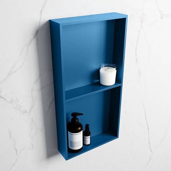 Mondiaz Easy nis 29.5x59.5x8cm voor Inbouw opbouw 2 open vakken Solid surface Jeans Jeans M80031Jeans Jeans - Foto 2