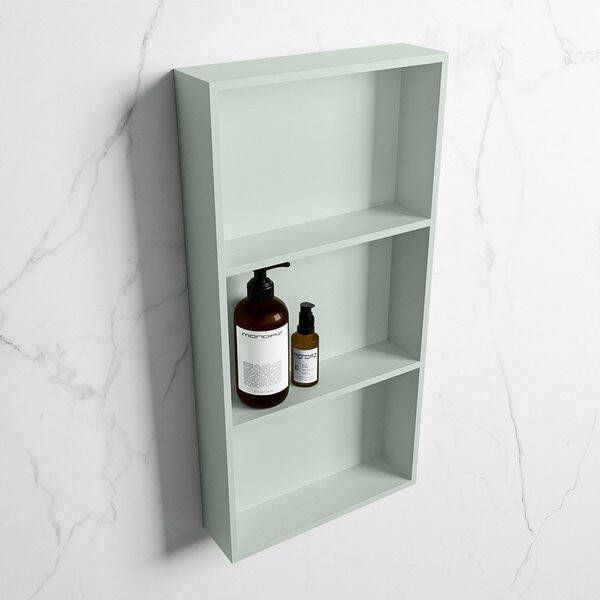 Mondiaz Easy nis 29.5x59.5x8cm voor Inbouw opbouw 3 open vakken Solid surface Greey Greey M80035Greey Greey