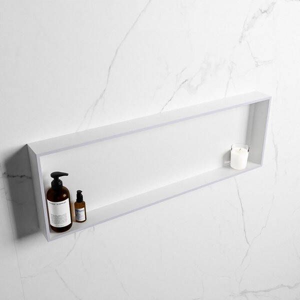 Mondiaz Easy nis 29.5x89.5x8cm voor Inbouw opbouw 1 open vak Solid surface Talc Cale M80023Cale Talc