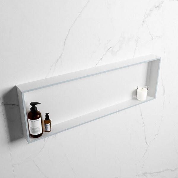Mondiaz Easy nis 29.5x89.5x8cm voor Inbouw opbouw 1 open vak Solid surface Talc Clay M80023Clay Talc