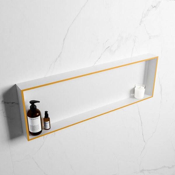 Mondiaz Easy nis 29.5x89.5x8cm voor Inbouw opbouw 1 open vak Solid surface Talc Ocher M80023Ocher Talc