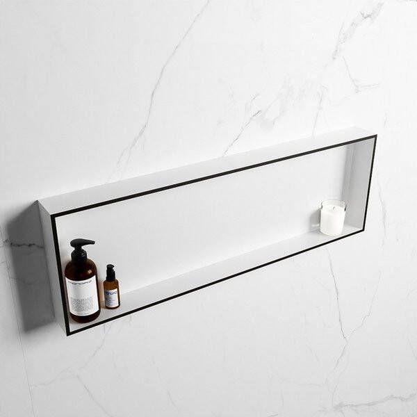 Mondiaz Easy nis 29.5x89.5x8cm voor Inbouw opbouw 1 open vak Solid surface Talc Urban M80022Urban Talc