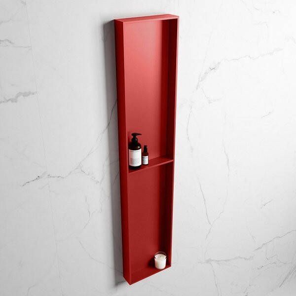 Mondiaz Easy nis 29.5x89.5x8cm voor Inbouw opbouw 2 open vakken Solid surface Fire Fire M80038Fire Fire