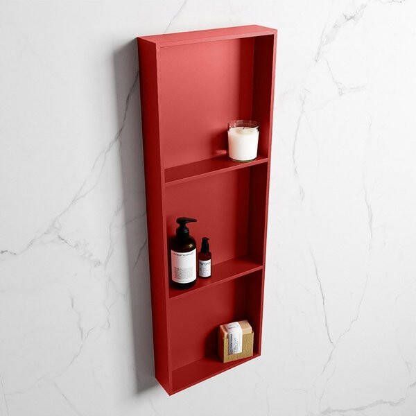 Mondiaz Easy nis 29.5x89.5x8cm voor Inbouw opbouw 3 open vakken Solid surface Fire Fire M80044Fire Fire