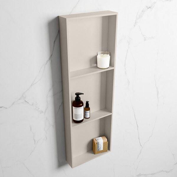 Mondiaz Easy nis 29.5x89.5x8cm voor Inbouw opbouw 3 open vakken Solid surface Linen Linen M80044Linen Linen - Foto 2