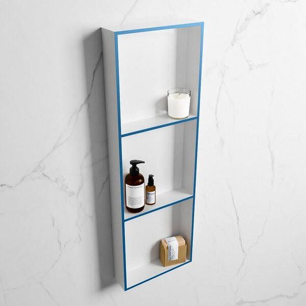 Mondiaz Easy nis 29.5x89.5x8cm voor Inbouw opbouw 3 open vakken Solid surface Talc Jeans M80044Jeans Talc - Foto 2