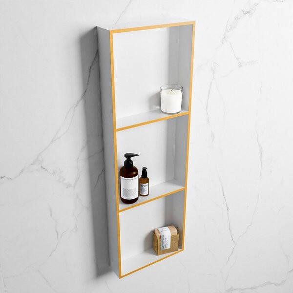 Mondiaz Easy nis 29.5x89.5x8cm voor Inbouw opbouw 3 open vakken Solid surface Talc Ocher M80044Ocher Talc - Foto 2