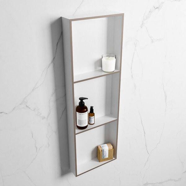 Mondiaz Easy nis 29.5x89.5x8cm voor Inbouw opbouw 3 open vakken Solid surface Talc Smoke M80044Smoke Talc - Foto 2
