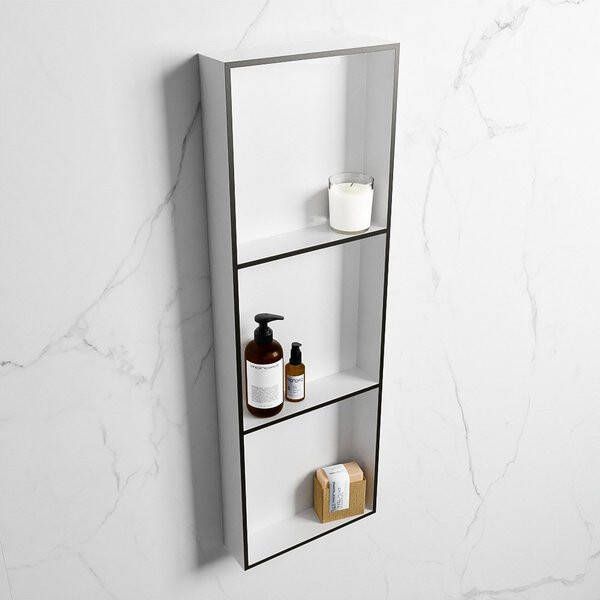 Mondiaz Easy nis 29.5x89.5x8cm voor Inbouw opbouw 3 open vakken Solid surface Talc Urban M80043Urban Talc - Foto 2