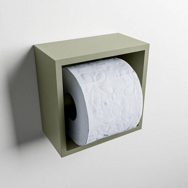 Mondiaz Easy Toiletrolhouder CUBE 160 solid surface 16x8 6cm kleur Army. Geschikt voor op en inbouw.