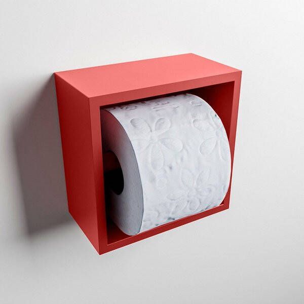 Mondiaz Easy Toiletrolhouder CUBE 160 solid surface 16x8 6cm kleur Fire. Geschikt voor op en inbouw.