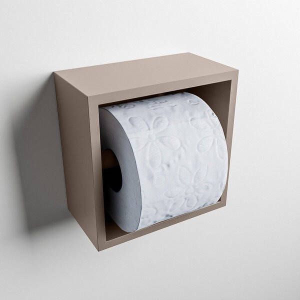 Mondiaz Easy Toiletrolhouder CUBE 160 solid surface 16x8 6cm kleur Smoke. Geschikt voor op en inbouw.