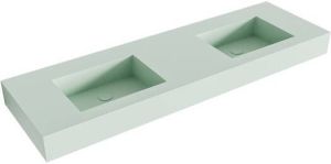 Mondiaz EDGE Greey vrijhangende solid surface wastafel 150cm dubbel rand 12cm XM49381Greey