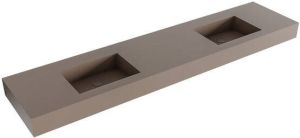 Mondiaz EDGE Smoke vrijhangende solid surface wastafel 200cm dubbel rand 12cm XM49401Smoke