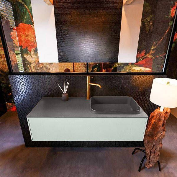 Mondiaz ERIN 120cm badmeubelset onderkast kleur Greey met 1 lade Wastafel RIDGE rechts 1 kraangat kleur Urban ERIN10860 - Foto 2