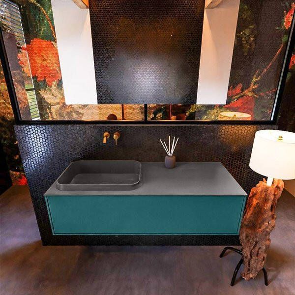 Mondiaz ERIN 120cm badmeubelset onderkast kleur Smag met 1 lade Wastafel RIDGE links zonder kraangaten kleur Linen ERIN12692 - Foto 2