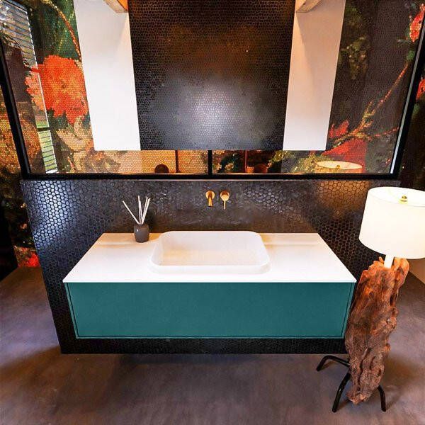 Mondiaz ERIN 120cm badmeubelset onderkast kleur Smag met 1 lade Wastafel RIDGE midden zonder kraangaten kleur Talc ERIN10447 - Foto 2