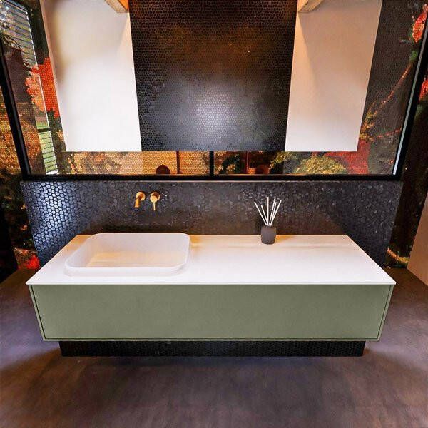 Mondiaz ERIN 150cm badmeubelset onderkast kleur Army met 1 lade Wastafel RIDGE links zonder kraangaten kleur Urban ERIN11032 - Foto 2