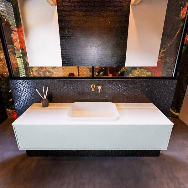 Mondiaz ERIN 150cm badmeubelset onderkast kleur Clay met 1 lade Wastafel RIDGE midden zonder kraangaten kleur Dark grey ERIN11643 - Foto 2