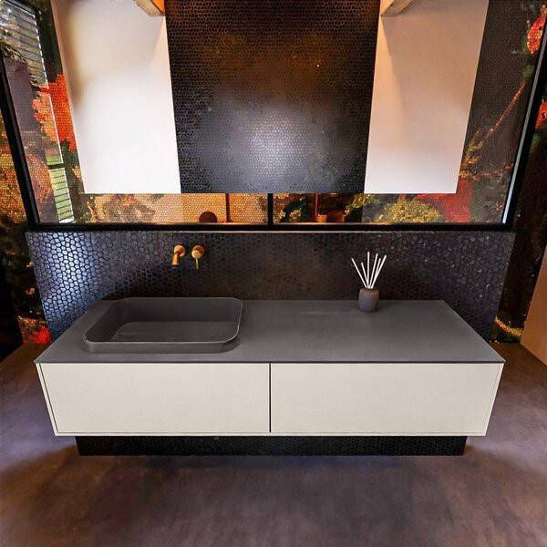 Mondiaz ERIN 150cm badmeubelset onderkast kleur Linen met 2 lades Wastafel RIDGE links zonder kraangaten kleur Linen ERIN12335 - Foto 2