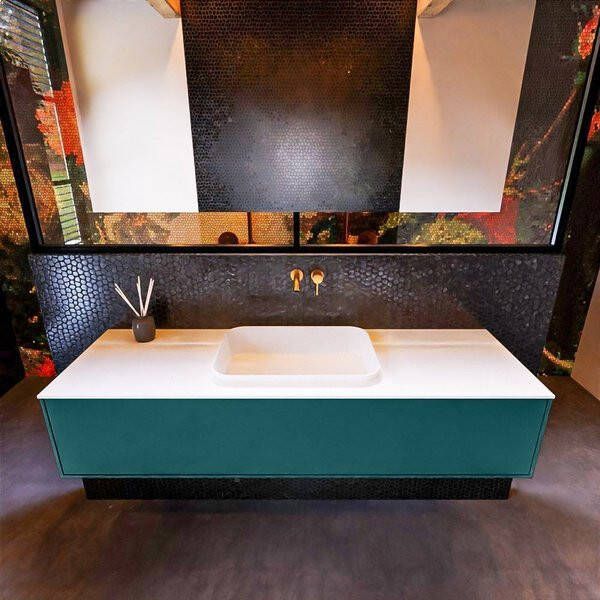 Mondiaz ERIN 150cm badmeubelset onderkast kleur Smag met 1 lade Wastafel RIDGE midden zonder kraangaten kleur Linen ERIN12697 - Foto 2