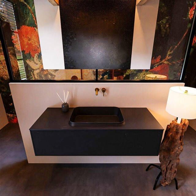 Mondiaz Badkamermeubelset Erin 120 cm met 1 Lade met RIDGE Wastafel Midden Urban Zonder Kraangaten Greeploos Mat Urban - Foto 2