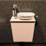 Mondiaz Fowy toiletmeubel 40x50x23cm rosee mat 1 kraangat wasbak: rechts 1 deur solid surface met blad MDF kleur wasbak: zwart FOWY59002roseeurban - Thumbnail 1