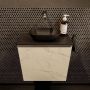 Mondiaz Fowy toiletmeubel 50x50x23cm Carrara mat 0 kraangaten wasbak: midden 1 deur solid surface met blad Melamine kleur wasbak: zwart FOWY59006Carraraurban - Thumbnail 1