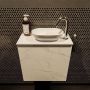 Mondiaz Fowy toiletmeubel 50x50x23cm Carrara mat 1 kraangat wasbak: rechts 1 deur solid surface met blad Melamine kleur wasbak: wit FOWY59005Carraratalc - Thumbnail 1