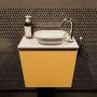 Mondiaz Fowy toiletmeubel 50x50x23cm ocher mat 1 kraangat wasbak: rechts 1 deur solid surface met blad MDF kleur wasbak: zwart FOWY59005ocherurban - Thumbnail 1