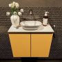 Mondiaz Fowy toiletmeubel 60x50x23cm ocher mat 0 kraangaten wasbak: midden 2 deuren solid surface met blad MDF kleur wasbak: wit FOWY59010ochertalc - Thumbnail 1