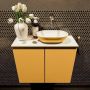 Mondiaz Fowy toiletmeubel 60x50x23cm ocher mat 0 kraangaten wasbak: rechts 2 deuren solid surface met blad MDF kleur wasbak: Oranje Wit FOWY59012ocherocher - Thumbnail 1