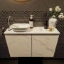 Mondiaz Fowy toiletmeubel 80x50x23cm Carrara mat 1 kraangat wasbak: links 2 deuren solid surface met blad Melamine kleur wasbak: wit FOWY59014Carraratalc - Thumbnail 1