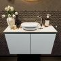 Mondiaz Fowy toiletmeubel 80x50x23cm clay mat 1 kraangat wasbak: midden 2 deuren solid surface met blad MDF kleur wasbak: zwart FOWY59013clayurban - Thumbnail 1