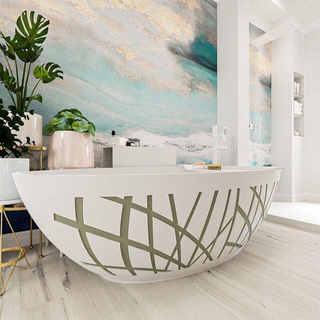 Mondiaz HOLM DESIGN Vrijstaand Bad 180x85cm Army Talc BK75341196