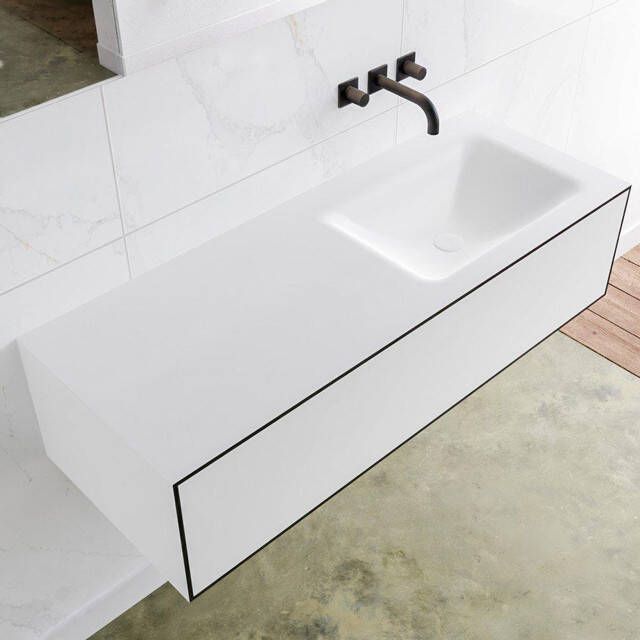 Mondiaz LAGOM Badkamermeubelset 120cm 1 lade Wastafel cloud wasbak rechts 0 kraangaten Solid surface urban M64119UBM0M35164R