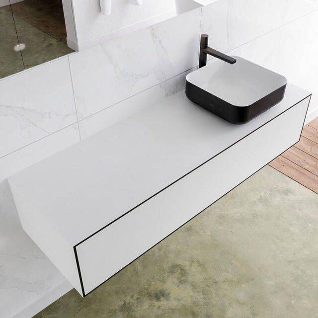 Mondiaz LAGOM Badkamermeubelset 140cm 1 lade waskom Binx wasbak rechts 1 kraangat Solid surface urban M64180UBM1M49904R