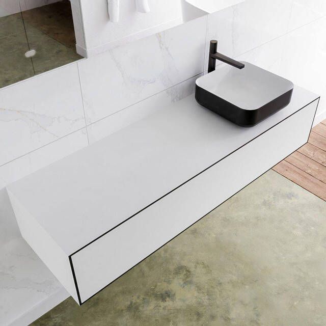 Mondiaz LAGOM Badkamermeubelset 150cm 1 lade waskom Binx wasbak rechts 1 kraangat Solid surface urban M64181UBM1M49904R