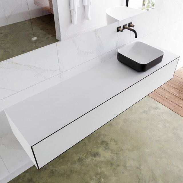 Mondiaz LAGOM Badkamermeubelset 180cm 2 lades waskom Binx wasbak rechts 0 kraangaten Solid surface urban M64188UBM0M49904R