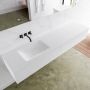 Douche Concurrent Badkamermeubel Lagom Hangend 190x30x45cm Wit Glans Solid Surface Wastafel Cloud Geen Kraangaten Links met 2 Lades - Thumbnail 2