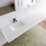 Douche Concurrent Badkamermeubel Lagom Hangend 190x30x45cm Wit Glans Solid Surface Wastafel Cloud 1 Kraangat Links met 2 Lades - Thumbnail 2