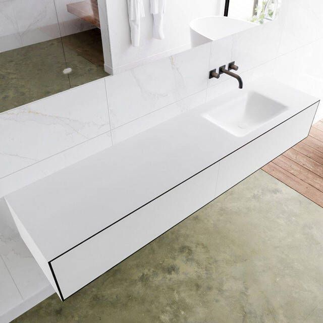 Mondiaz LAGOM Badkamermeubelset 90cm 2 lades Wastafel cloud wasbak rechts 0 kraangaten Solid surface urban M64166UBM0M63026R