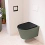 Mondiaz LAVIE wandclosetpack 36x53cm diepspoel rimless Army (groen) softclose quick-release toiletzitting Urban (zwart) LAVIEsetArmUrb - Thumbnail 2