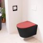 Mondiaz LAVIE wandclosetpack 36x53cm diepspoel rimless Urban (zwart) softclose quick-release toiletzitting Fire (rood) LAVIEsetUrbFir - Thumbnail 2
