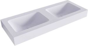 Mondiaz LEAF Cale vrijhangende solid surface wastafel 120cm dubbel rand 12cm 6011456578573