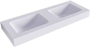 Mondiaz LEAF Cale vrijhangende solid surface wastafel 130cm dubbel rand 12cm 6011450053090
