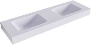 Mondiaz LEAF Cale vrijhangende solid surface wastafel 150cm dubbel rand 12cm 6011457433420