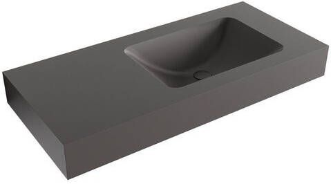 Mondiaz LEAF Darkgrey vrijhangende wastafel 100cm rechts rand 12cm 6011450148178